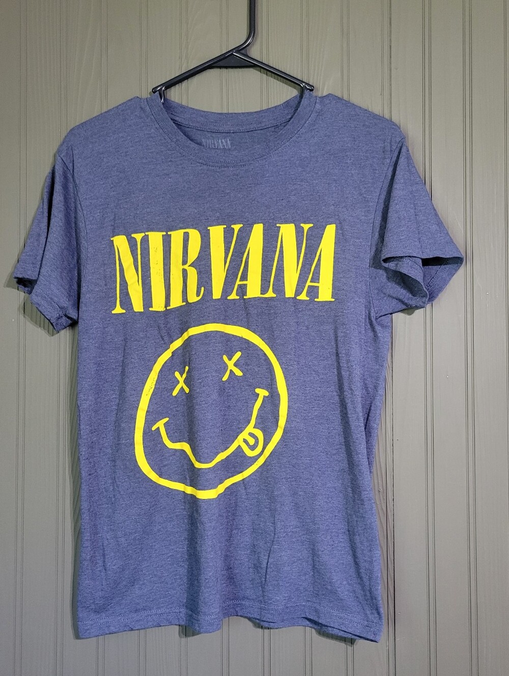 Nirvana Yellow Logo Graphic Tee - Heather Gray